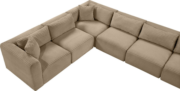 Meridian Furniture Shaggy Nine Piece Modular Sectional Corduroy Performance Fabric Plush Living Room Seating 641Taupe-Sec9B