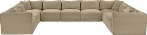 Meridian Furniture Shaggy Nine Piece Modular Sectional Corduroy Performance Fabric Plush Living Room Seating 641Taupe-Sec9B