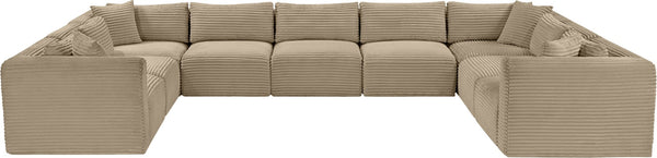 Meridian Furniture Shaggy Nine Piece Modular Sectional Corduroy Performance Fabric Plush Living Room Seating 641Taupe-Sec9B