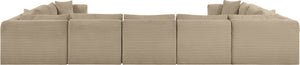 Meridian Furniture Shaggy Nine Piece Modular Sectional Corduroy Performance Fabric Plush Living Room Seating 641Taupe-Sec9B