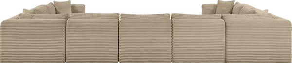 Meridian Furniture Shaggy Nine Piece Modular Sectional Corduroy Performance Fabric Plush Living Room Seating 641Taupe-Sec9B