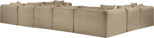 Meridian Furniture Shaggy Nine Piece Modular Sectional Corduroy Performance Fabric Plush Living Room Seating 641Taupe-Sec9B
