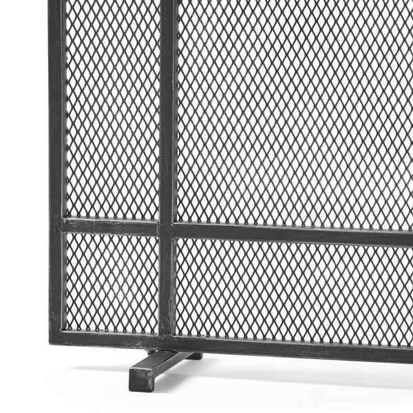 English Elm Christopher Knight Home® - FIRE Markus Modern Single Panel Iron Firescreen with Brushed Silver Finish, Minimalist Mesh Guard Black+Silver 65183.00BBSILV