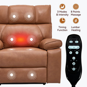 English Elm Orange Leatheraire Dual Motor Power Lift Recliner with Massage Heat and Lumbar W1803P340283