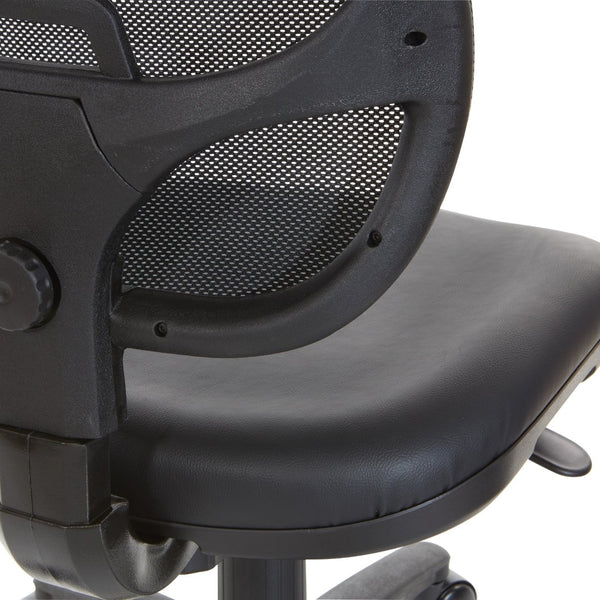OSP Home Furnishings Mesh Back Ergonomic Task Chair with Vinyl Seat Lumbar Support for Home Office Use EM2910V