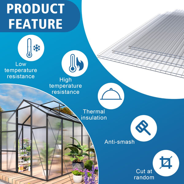 English Elm 6 Twin Wall Polycarbonate Greenhouse Panels Uv Blocking Thermal Insulated Roofing W3213P458668