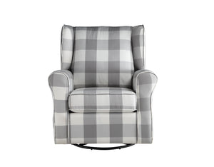 English Elm Patli Gray & White Fabric Glider Chair with Swivel, Pocketed Armrest, Soft Upholstery Comfort B2726P242561