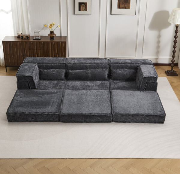 English Elm Compression Oversized Boneless Modular Sofa Bed - Versatile, No Assembly, Memory Foam Comfort In Dark Grey W3723S00021