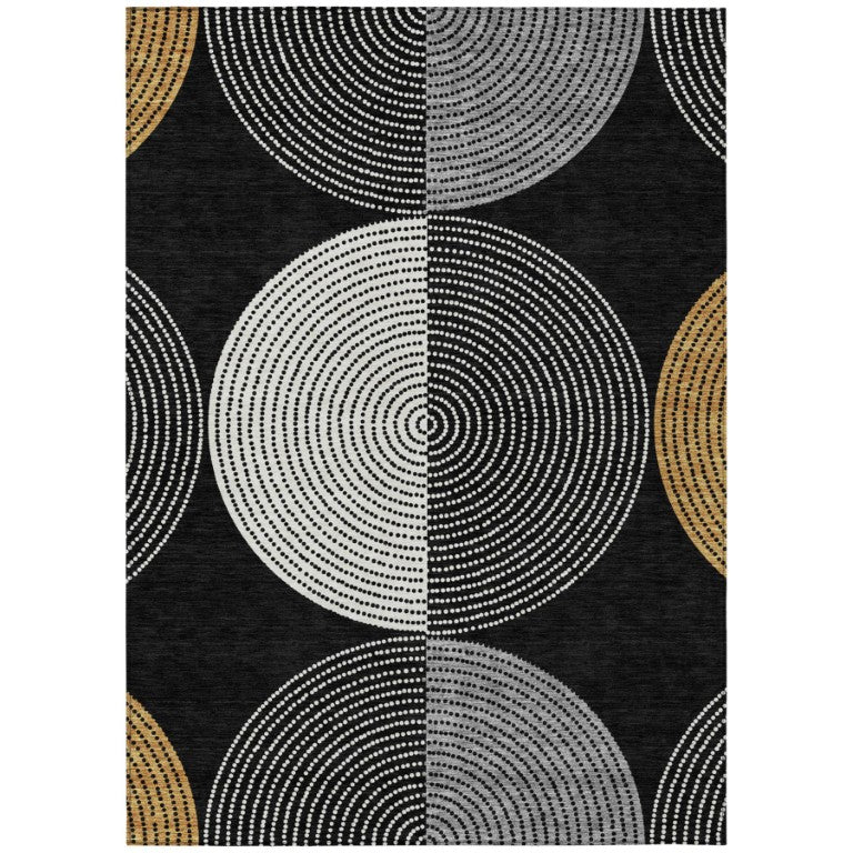 HomeRoots 9 X 12 Geometric Polyester Area Rug Machine Washable Indoor Outdoor Low Pile 642039