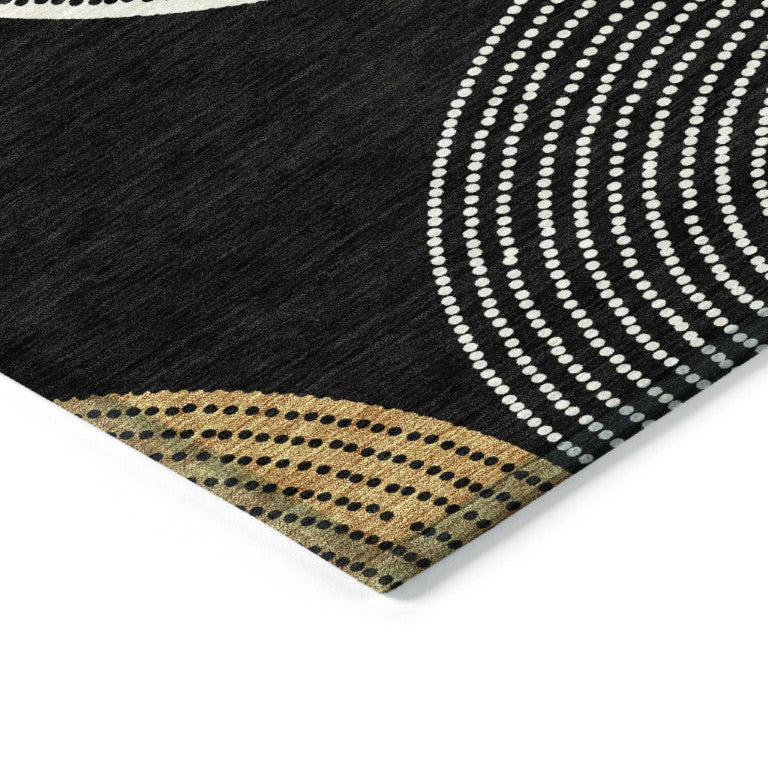 HomeRoots 9 X 12 Geometric Polyester Area Rug Machine Washable Indoor Outdoor Low Pile 642039
