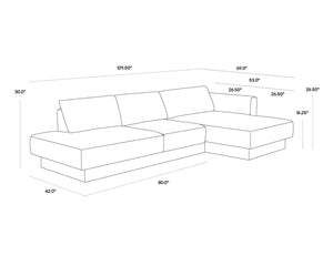 Sunpan TECOMA Sofa Chaise - Modern Minimalist Design in Danny Cream, Right-Hand Facing Comfort for Living Spaces 106171