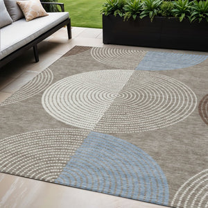 Geometric Polyester Area Rug Washable Low Pile for Indoor Outdoor Patio or Entryway Use