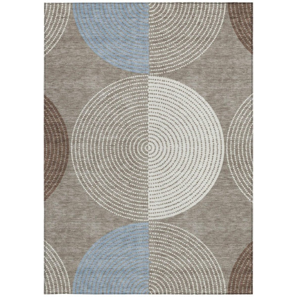 Geometric Polyester Area Rug Washable Low Pile for Indoor Outdoor Patio or Entryway Use