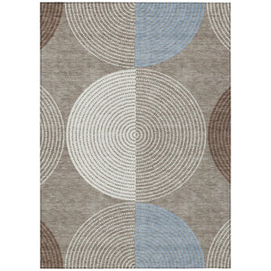 Geometric Polyester Area Rug Washable Low Pile for Indoor Outdoor Patio or Entryway Use