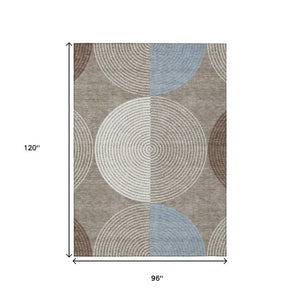 Geometric Polyester Area Rug Washable Low Pile for Indoor Outdoor Patio or Entryway Use