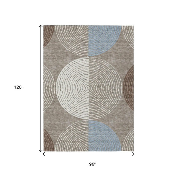 Geometric Polyester Area Rug Washable Low Pile for Indoor Outdoor Patio or Entryway Use