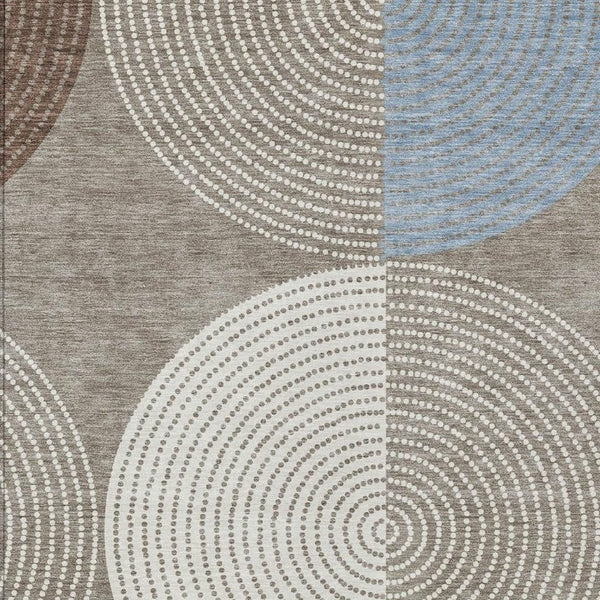 Geometric Polyester Area Rug Washable Low Pile for Indoor Outdoor Patio or Entryway Use