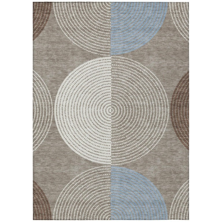 HomeRoots Geometric Polyester Area Rug Washable Low Pile for Indoor Outdoor Patio or Entryway Use 10' x 14' 642088