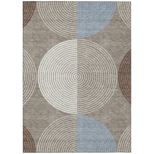 HomeRoots Geometric Polyester Area Rug Washable Low Pile for Indoor Outdoor Patio or Entryway Use 10' x 14' 642088