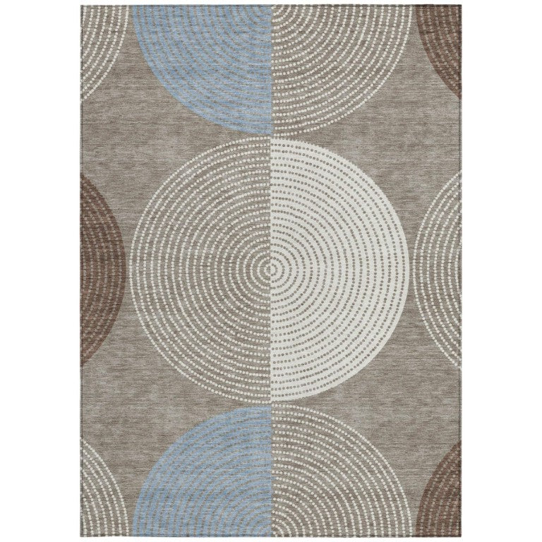 HomeRoots Geometric Polyester Area Rug Washable Low Pile for Indoor Outdoor Patio or Entryway Use 10' x 14' 642088