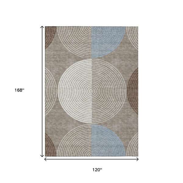 Geometric Polyester Area Rug Washable Low Pile for Indoor Outdoor Patio or Entryway Use