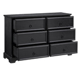 English Elm Modern Farmhouse 6-Drawer Chest Of Drawers For Bedroom, Wooden Bedroom Drawer Dresser With 6 Storage Drawers,6 Drawer Dresser Chests For Bedroom Black