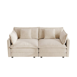 English Elm Modern Chenille Two Seat Loveseat with Deep Cushions Pillows and Solid Wood Frame W714S00893