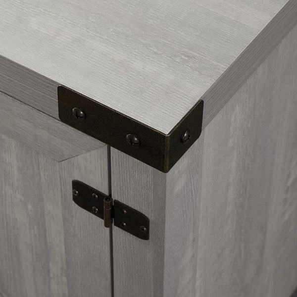 English Elm Walker Edison - Rustic Modern Farmhouse Double Barn Door TV Stand 70" for Up to 80" TVs with Cable Management and Adjustable Shelves - Stone Gray B185P169364