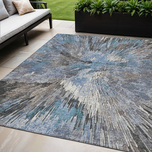 Abstract Washable Polyester Area Rug for Indoor Outdoor Patios Entryways and Living Spaces