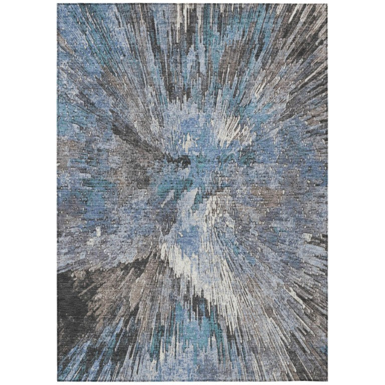 HomeRoots Abstract Washable Polyester Area Rug for Indoor Outdoor Patios Entryways and Living Spaces 9' x 12' 642129