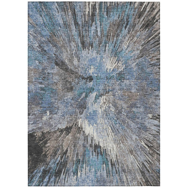 HomeRoots Abstract Washable Polyester Area Rug for Indoor Outdoor Patios Entryways and Living Spaces 9' x 12' 642129