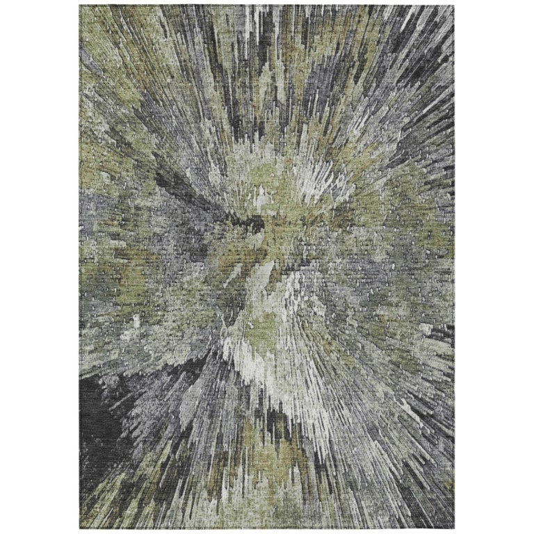 HomeRoots Abstract Washable Polyester Area Rug for Indoor Outdoor Patios Living Rooms and High Traffic Spaces 5' x 8' 642132