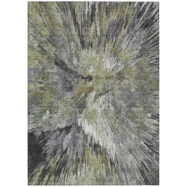 HomeRoots Abstract Washable Polyester Area Rug for Indoor Outdoor Patios Living Rooms and High Traffic Spaces 5' x 8' 642132
