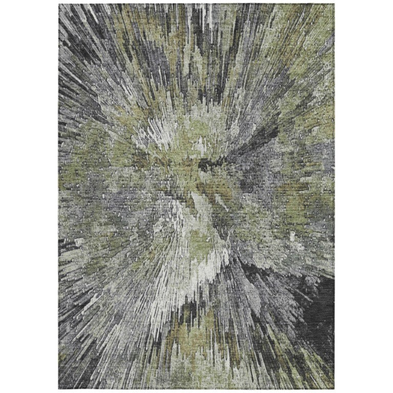 HomeRoots Abstract Washable Polyester Area Rug for Indoor Outdoor Patios Living Rooms and High Traffic Spaces 5' x 8' 642132