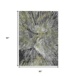 Abstract Washable Polyester Area Rug for Indoor Outdoor Patios Living Rooms and High Traffic Spaces