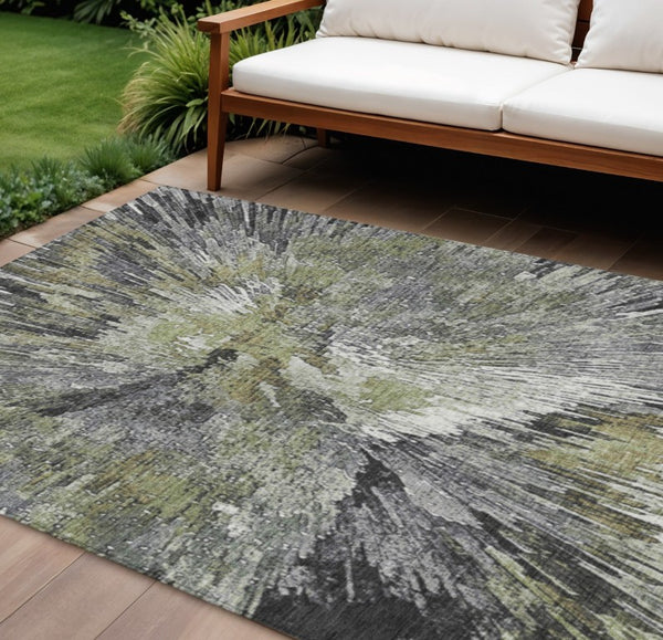 Abstract Washable Polyester Area Rug for Indoor Outdoor Patios Living Rooms and High Traffic Spaces