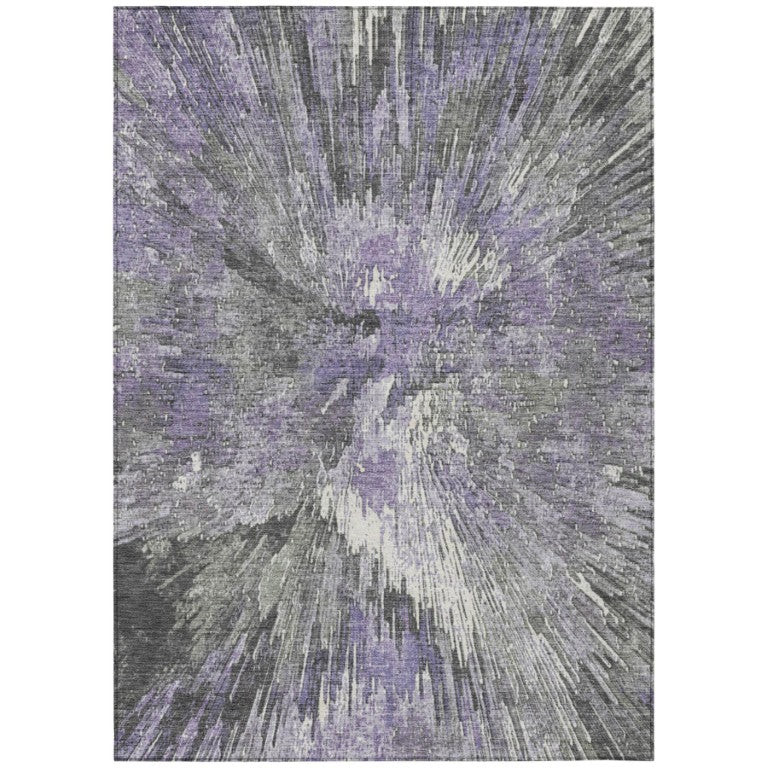 HomeRoots Abstract Washable Polyester Area Rug for Indoor Outdoor Patios Kitchens and Living Rooms 8' x 10' 642146