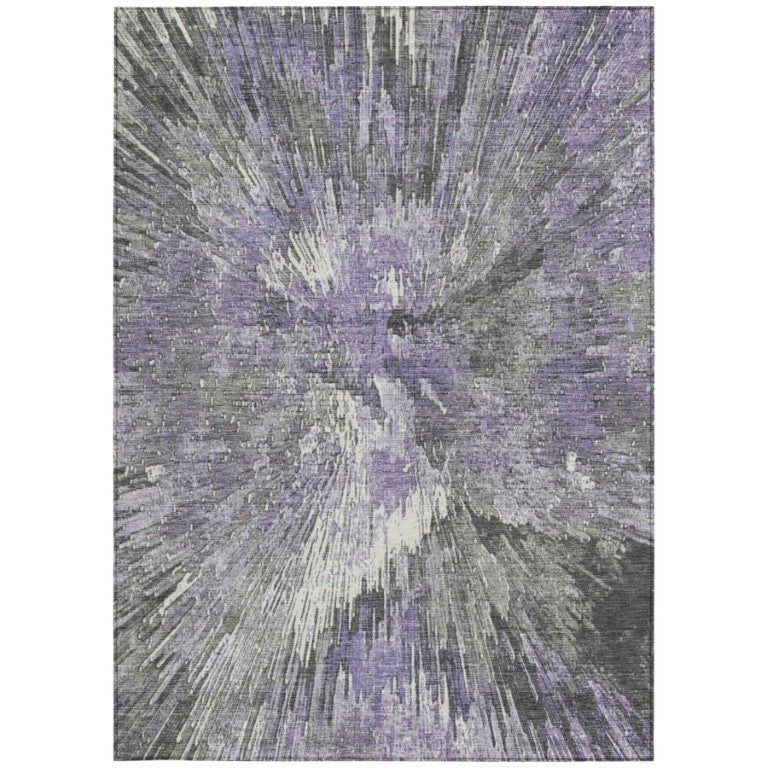 HomeRoots Abstract Washable Polyester Area Rug for Indoor Outdoor Patios Kitchens and Living Rooms 8' x 10' 642146