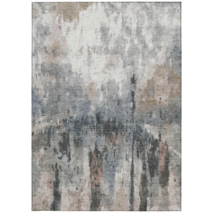Abstract Washable Polyester Area Rug Neutral Tones Durable for Indoor Outdoor Living