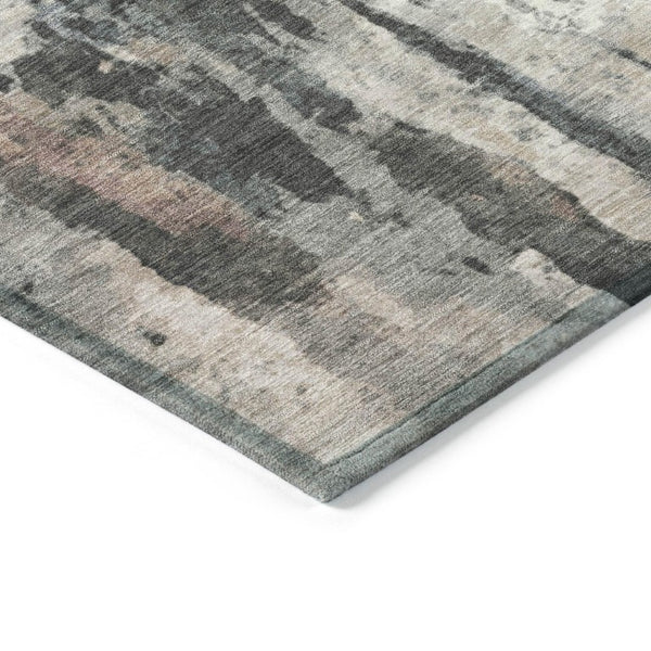 Abstract Washable Polyester Area Rug Neutral Tones Durable for Indoor Outdoor Living