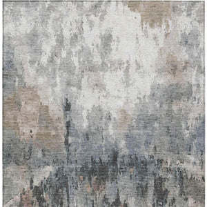 Abstract Washable Polyester Area Rug Neutral Tones Durable for Indoor Outdoor Living