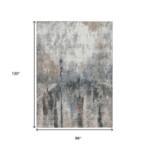 Abstract Washable Polyester Area Rug Neutral Tones Durable for Indoor Outdoor Living