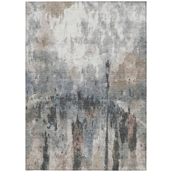 Abstract Washable Polyester Area Rug Neutral Tones Durable for Indoor Outdoor Living