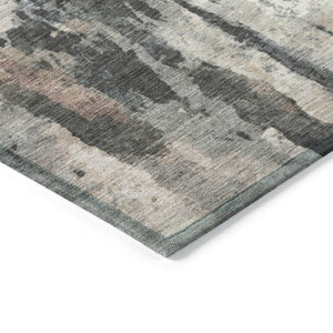 Abstract Washable Polyester Area Rug Neutral Tones Durable for Indoor Outdoor Living