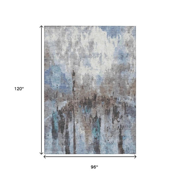 Abstract Polyester Area Rug Machine Washable Low Pile Indoor Outdoor Patio Living Room