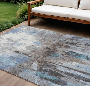 Abstract Polyester Area Rug Machine Washable Low Pile Indoor Outdoor Patio Living Room