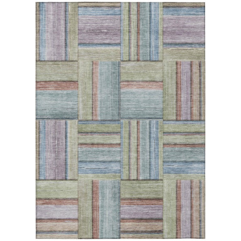 HomeRoots Geometric Polyester Area Rug Washable Indoor Outdoor Stain Resistant Modern Multicolor Pattern 8' x 10' 642194