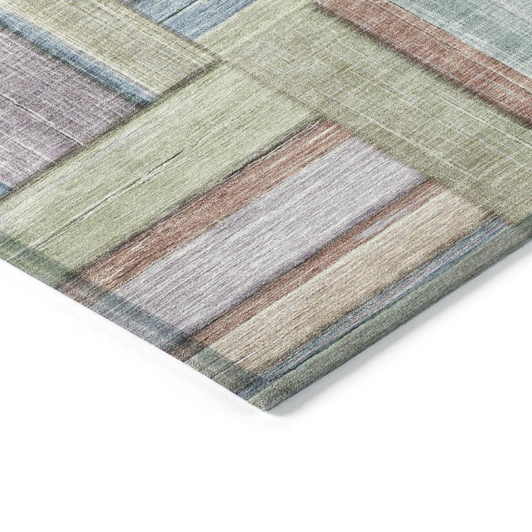 HomeRoots Geometric Polyester Area Rug Washable Indoor Outdoor Stain Resistant Modern Multicolor Pattern 8' x 10' 642194