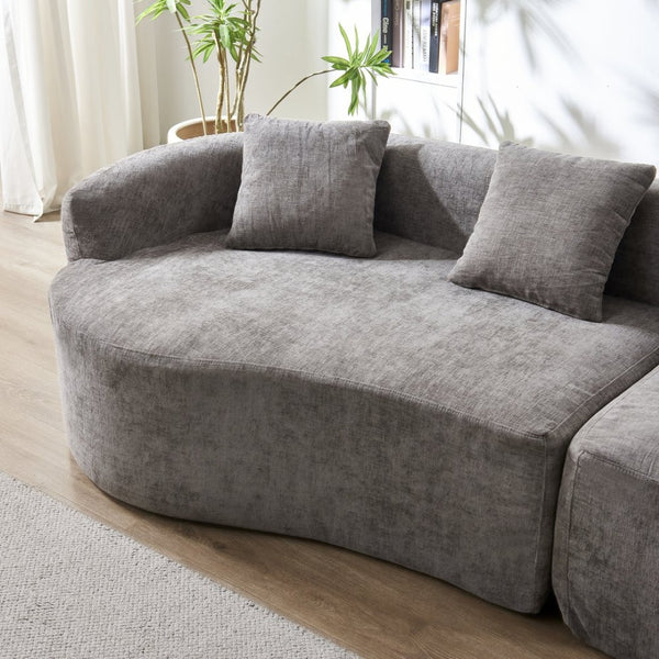 English Elm 111" L Shaped Cloud Sofa Plush Chenille Upholstered High Density Foam Apartment Living Room Grey W1669S00058