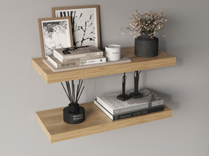 English Elm Ecco 31.5" Floating Shelves Set of 2 – Macadamia Beige Matte Finish, Hidden Brackets, Sturdy Display Storage B200P361984